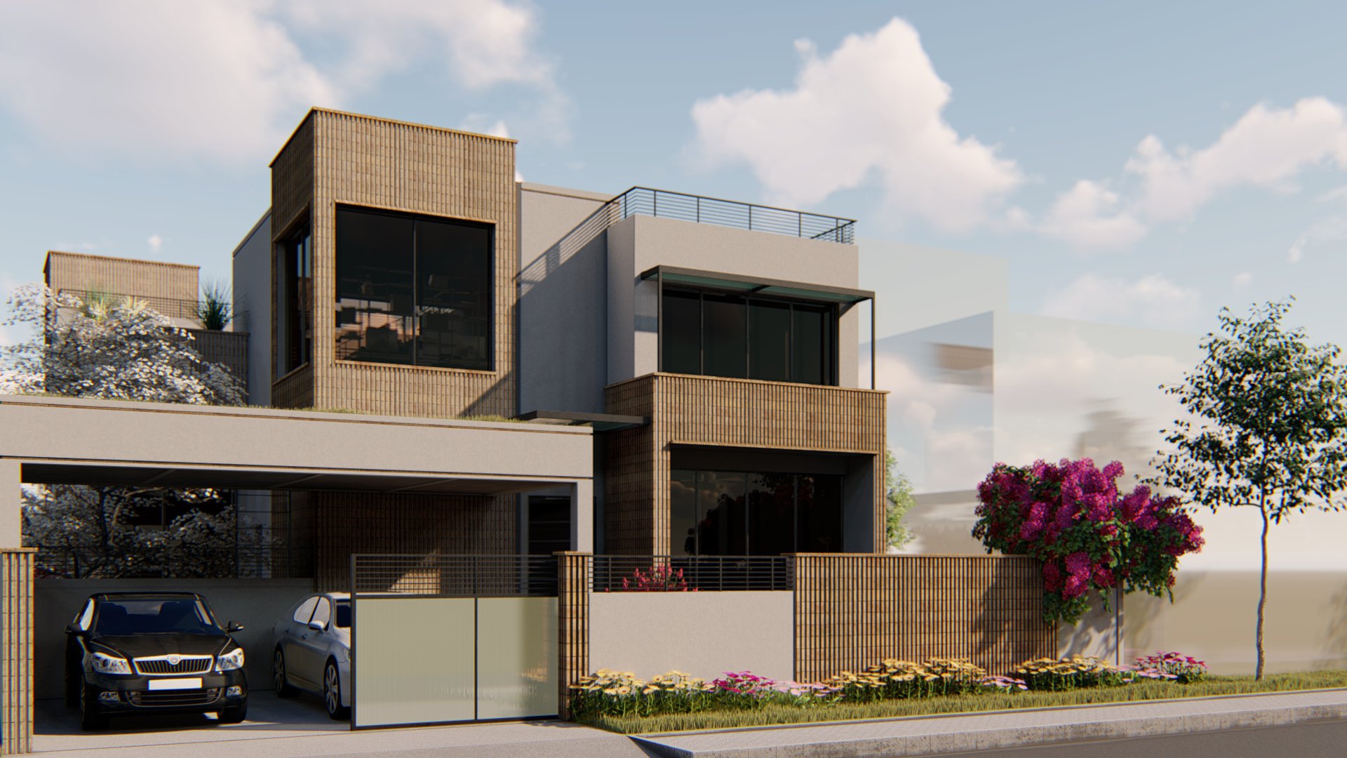 NJ House elevation rendering, side